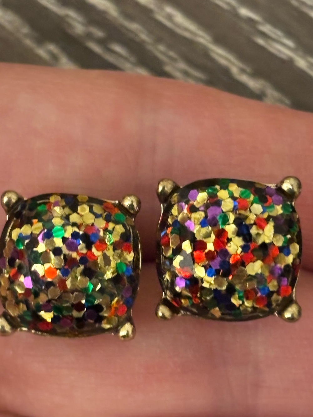 Multicolor Glitter Square Stud Earrings - Women's Fashion Jewelry